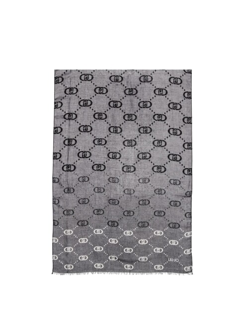 LIUJO LOGO Degradé scarf with all-over logo BLACK - Scarves