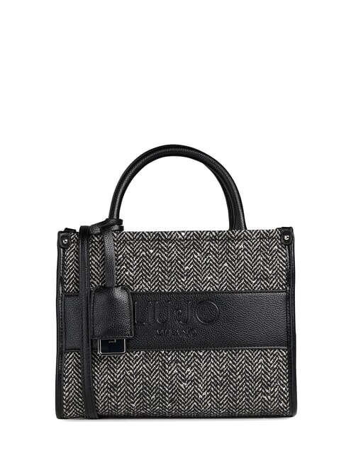 LIUJO RIDHI Herringbone tote bag with shoulder strap BLACK - Women’s Bags