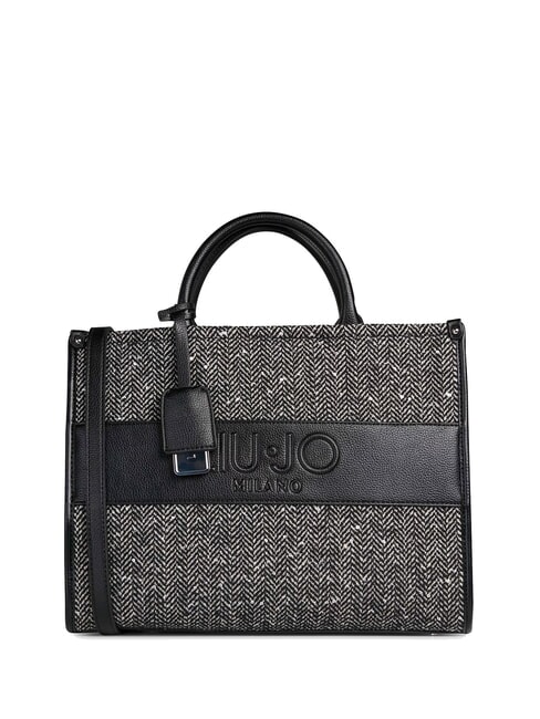 LIUJO RIDHI Large herringbone tote bag BLACK - Women’s Bags