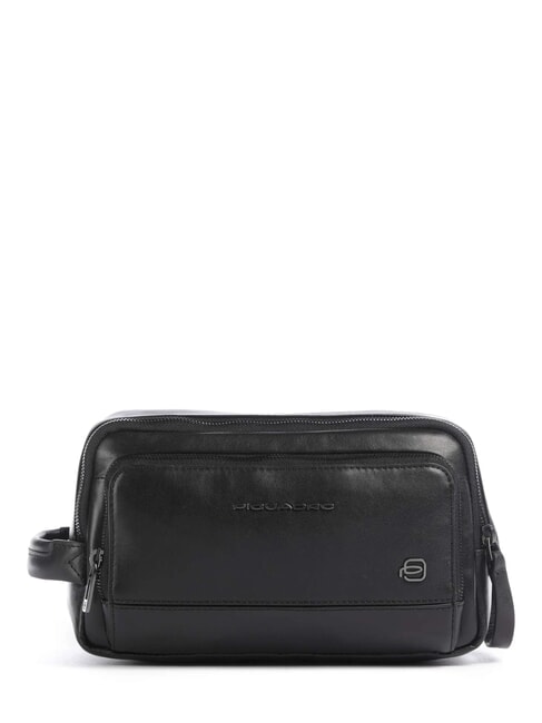 PIQUADRO W136 Leather beauty pouch Black - Beauty Case