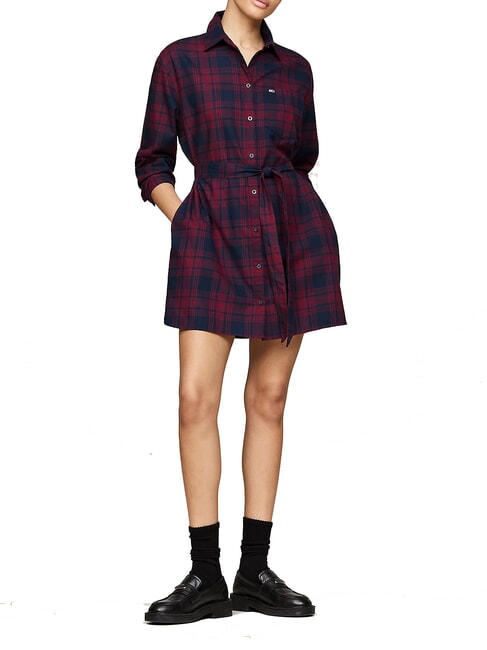 TOMMY HILFIGER TH JEANS  Tartan dress rouge winter check - Woman Clothes