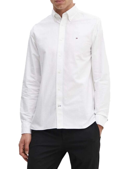 TOMMY HILFIGER TH Iconic Flag Cotton shirt optical white - Men's Shirts