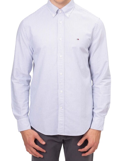 TOMMY HILFIGER TH FLAG Cotton shirt royal blue / white - Men's Shirts
