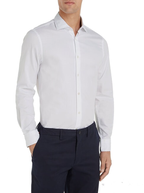 TOMMY HILFIGER TH  Cotton shirt, long sleeves optical white - Men's Shirts