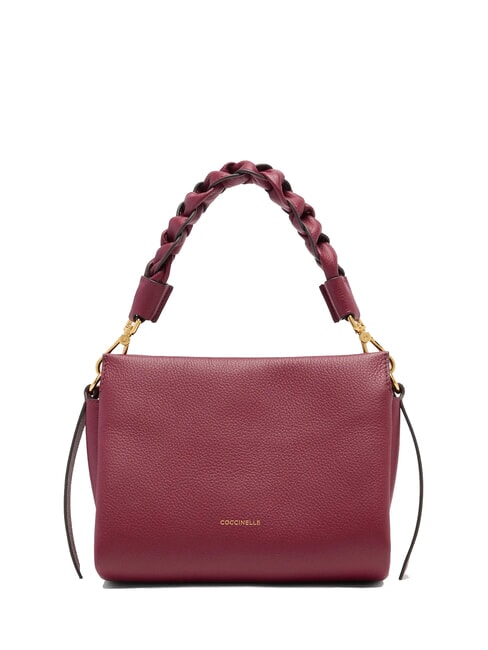 COCCINELLE BOHEME GRANA DOUBLE Handbag, with shoulder strap, in leather currants/plums - Women’s Bags