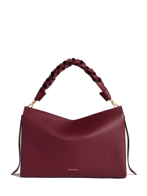COCCINELLE BOHEME GRANA DOUBLE Handbag, with shoulder strap, in leather currants/plums - Women’s Bags