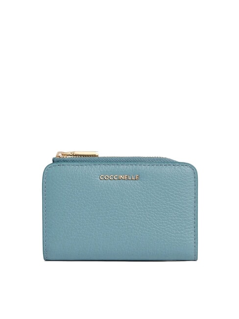 COCCINELLE METALLIC SOFT Small leather wallet arctic blue - Women’s Wallets