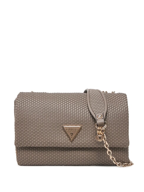 GUESS PHAEDRA Woven shoulder bag dark taupe - Women’s Bags