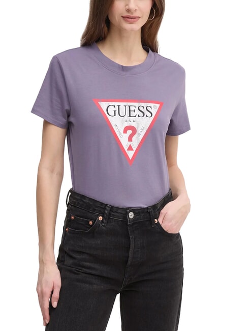 GUESS CLASSIC FIT LOGO T-shirt with logo violet wash - T-shirt