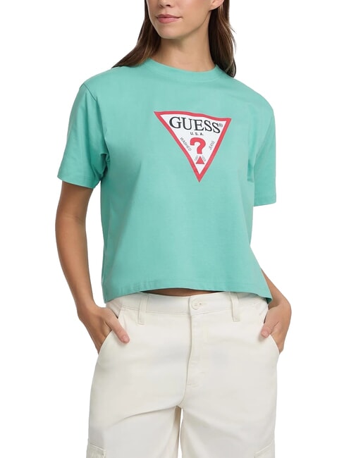 GUESS JEANS SS CN BOXY ICONIC  Cotton T-Shirt cove lagoon - T-shirt