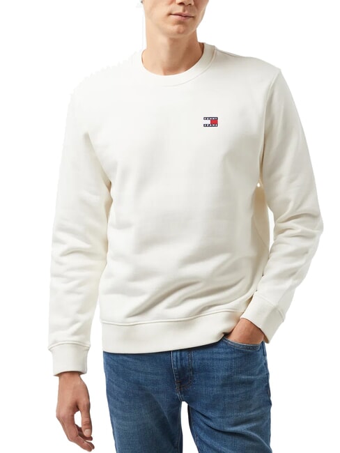 TOMMY HILFIGER TH JEANS MINI FLAG Cotton sweatshirt ancient white - Sweatshirts