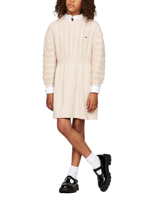 TOMMY HILFIGER TH Flag Cotton dress heathered oat - Little Girls' Dresses