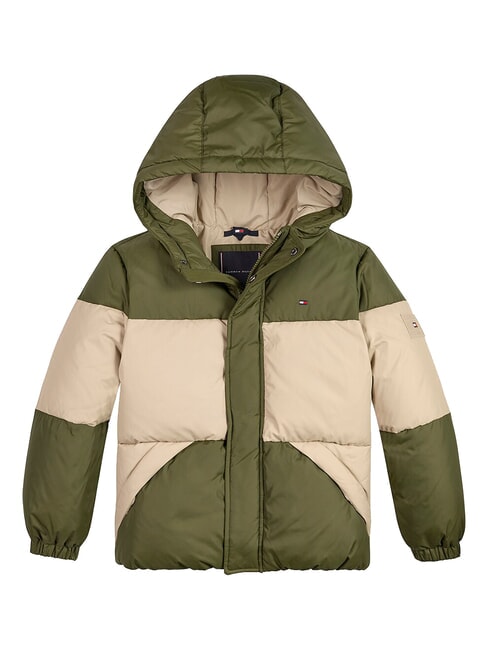 TOMMY HILFIGER TH KIDS Hooded jacket green beige color block - Baby Jackets