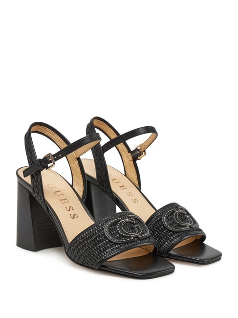 GUESS GANIKA High sandals with raffia band BLACK - Women’s shoes