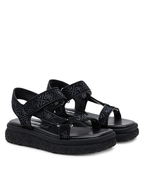 GUESS LODE Platform sandals with rhinestones BLACK - Women’s shoes