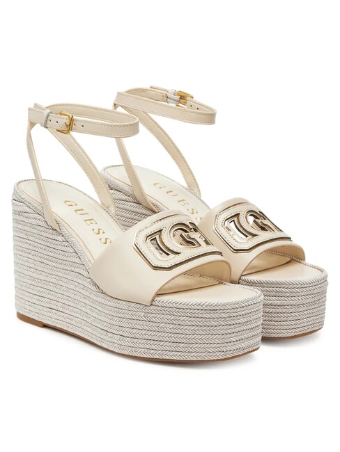GUESS TANVEE High wedge espadrille sandals cream/gold - Women’s shoes