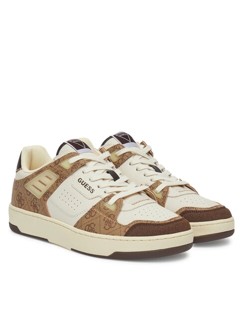 GUESS VINCENT Mixed leather sneakers white beige - Men’s shoes