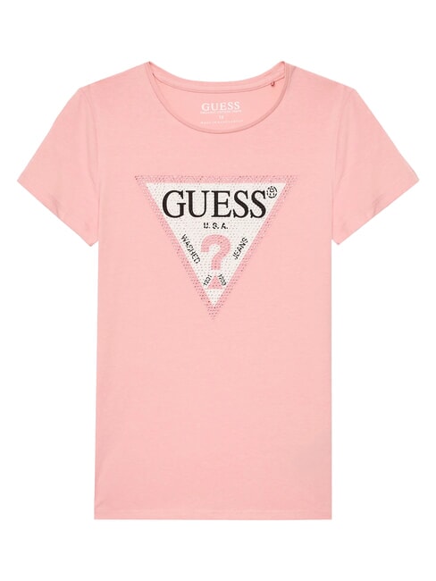 GUESS KIDS Short-sleeved T-shirt with rhinestones sweet pink - Child T-shirt