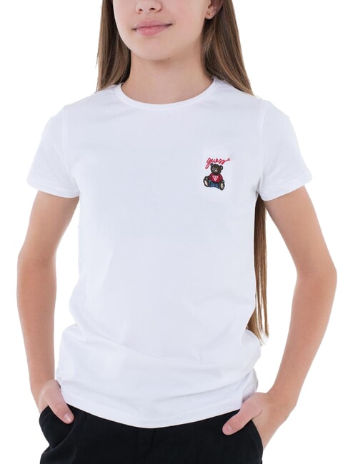 GUESS KIDS Short-sleeved T-shirt with teddy bear purwhite - Child T-shirt
