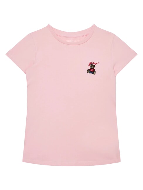 GUESS KIDS Short-sleeved T-shirt with teddy bear cotton candy pink - Child T-shirt