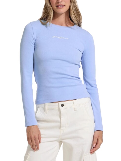 GUESS JEANS EMBRO Long-sleeved ribbed T-shirt fresh zendy blue - T-shirt