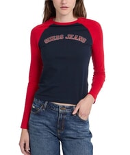 GUESS JEANS RAGLAN BLOCK Long-sleeved T-shirt with print - T-shirt
