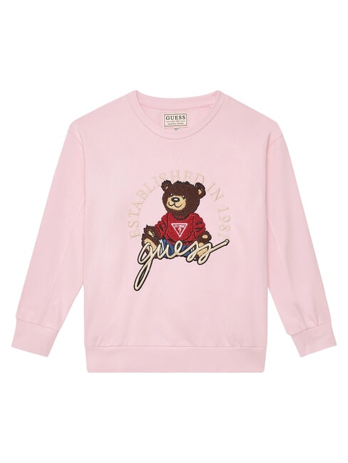 GUESS KIDS ACTIVE Crewneck sweatshirt with teddy bear cotton candy pink - Baby Sweatshirt