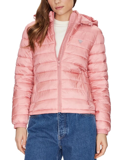 GUESS JEANS PACKABLE Lightweight down jacket with hood slight pink - Women's down jackets