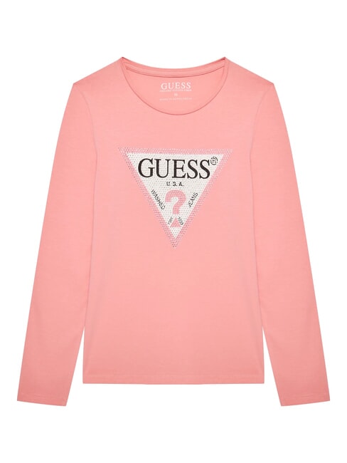 GUESS KIDS Long-sleeved T-shirt with rhinestones sweet pink - Child T-shirt