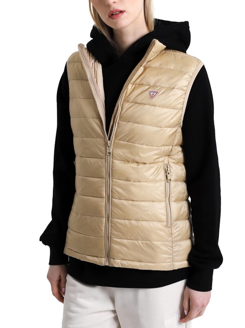 GUESS JEANS PUFFER Sleeveless down jacket safari tan - Women's Vest