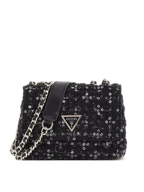 GUESS GIULLY 2 Convertible bag with sequins black gold - Women’s Bags