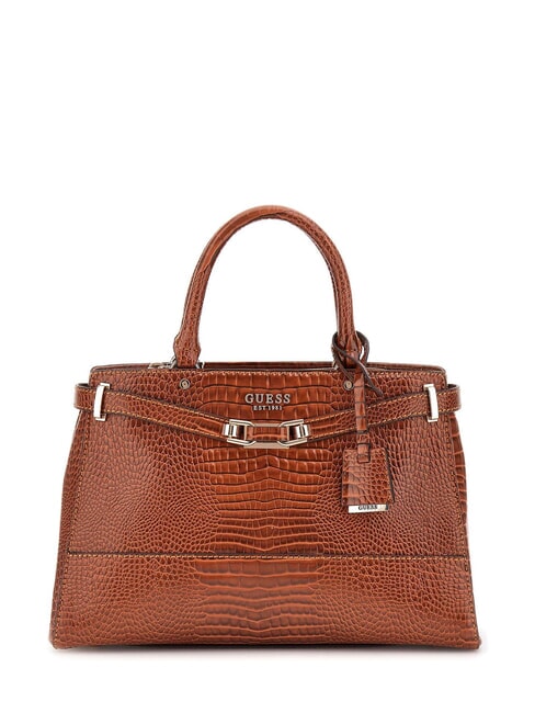 GUESS SILVYE Crocodile print handbag COGNAC - Women’s Bags