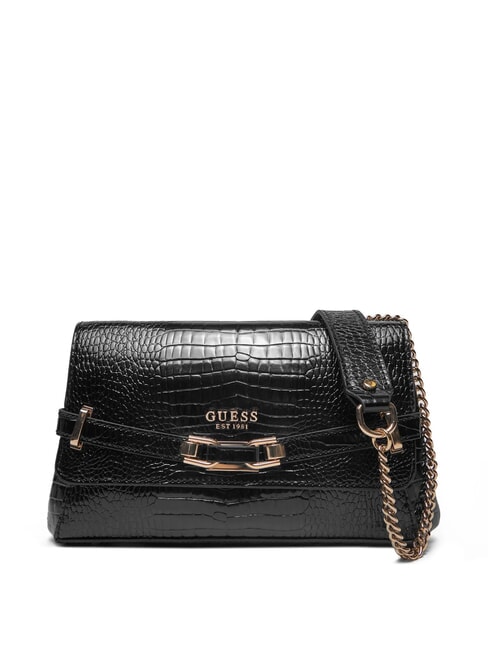 GUESS SILVYE Convertible bag with crocodile print BLACK - Women’s Bags