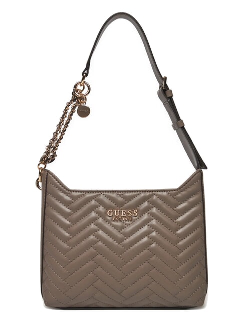GUESS ANNING Quilted shoulder bag dark taupe - Women’s Bags