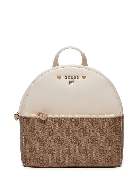 GUESS GIRL Mini backpack 4g aop beige white - Women’s Bags