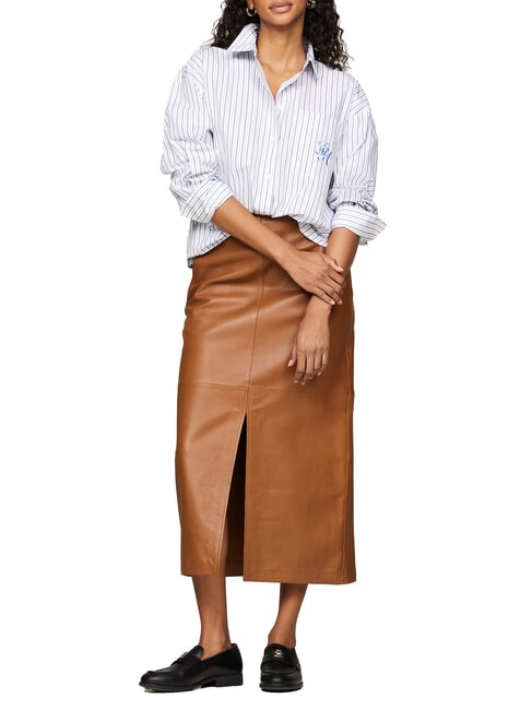 TOMMY HILFIGER TH Leather skirt driftwood brown - Women's Skirts