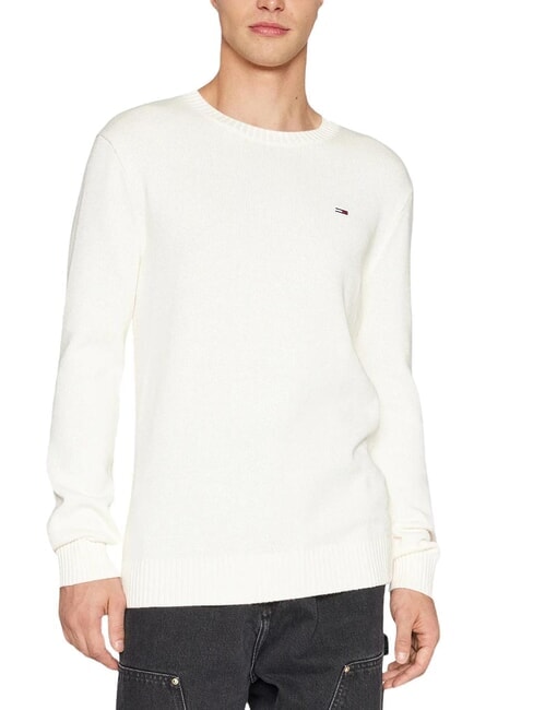 TOMMY HILFIGER TH JEANS  Cotton crewneck ancient white - Men's Sweaters