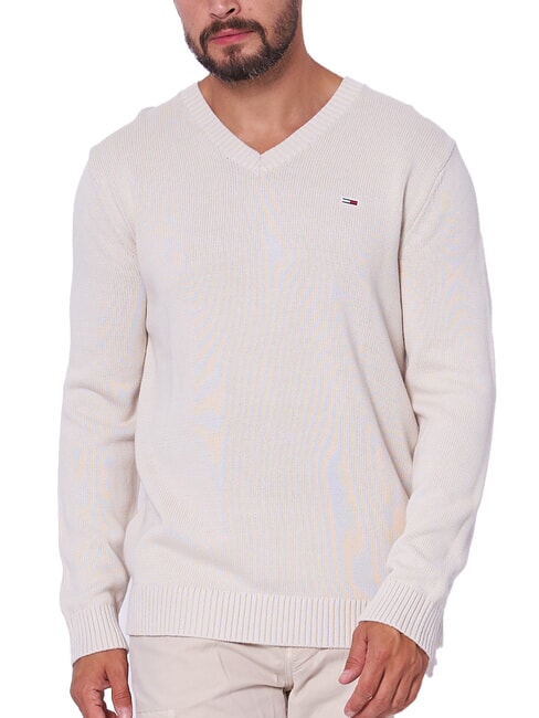 TOMMY HILFIGER TH JEANS  Cotton V-neck sweater newsprint - Men's Sweaters