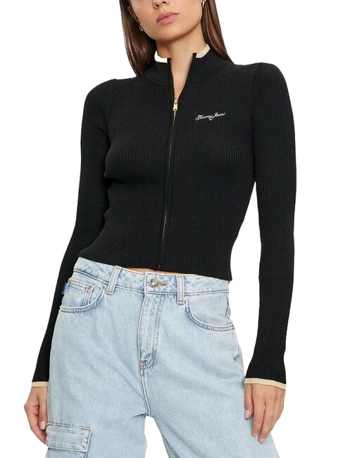 TOMMY HILFIGER TH JEANS  Full zip sweater black - Women's Sweaters