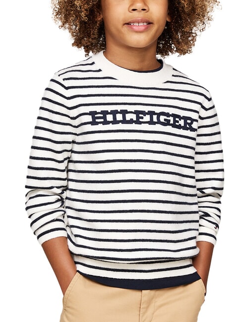 TOMMY HILFIGER TH KIDS Crew neck sweater white base / blue stripe - Children's Sweaters