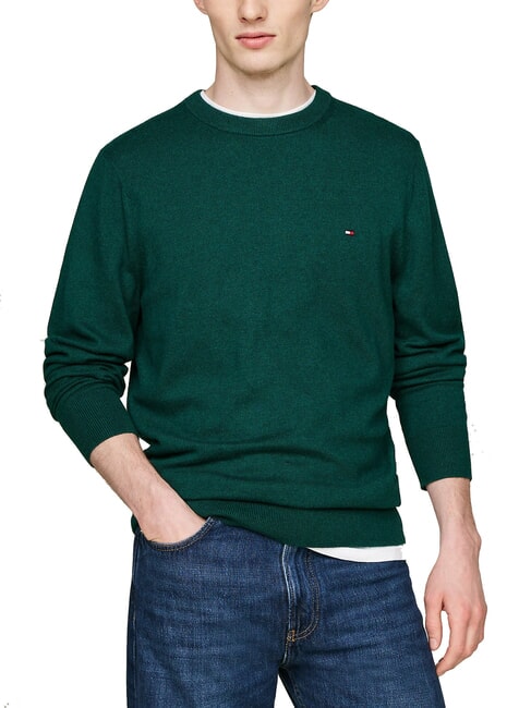 TOMMY HILFIGER PIMA Cashmere blend crewneck sweater ornamental green heather - Men's Sweaters