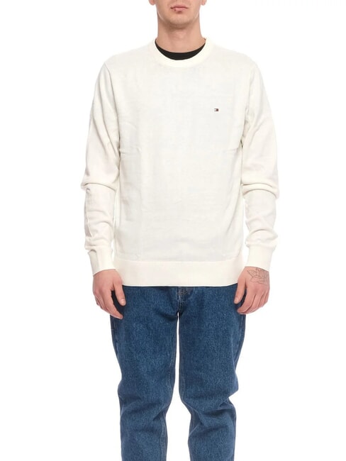 TOMMY HILFIGER PIMA Cashmere blend crewneck sweater ivory - Men's Sweaters