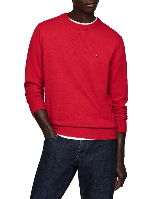 TOMMY HILFIGER PIMA Cashmere blend crewneck sweater primary red - Men's Sweaters