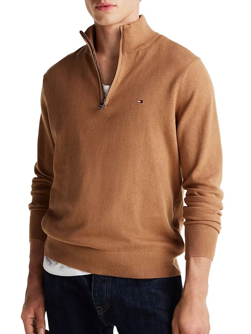 TOMMY HILFIGER TH  High-neck sweater with zip safari canvas - Men's Sweaters