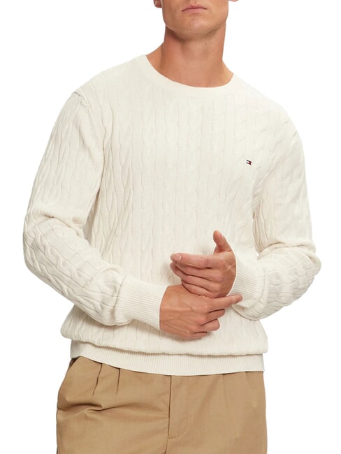 TOMMY HILFIGER TH  Crew neck sweater ivory - Men's Sweaters
