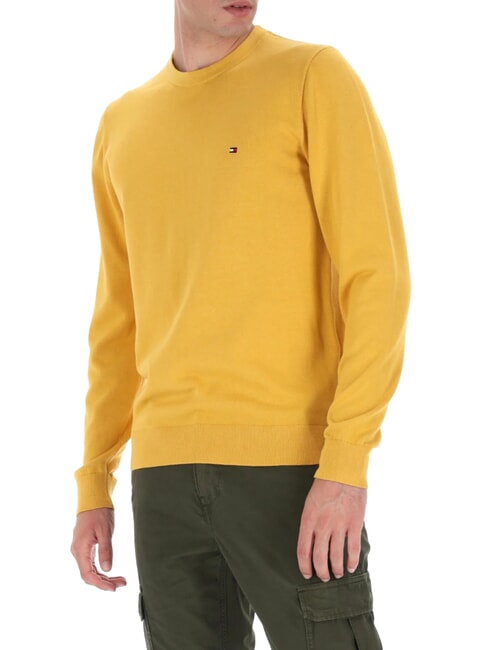 TOMMY HILFIGER TH FLAG Cotton crew neck sweater city yellow - Men's Sweaters