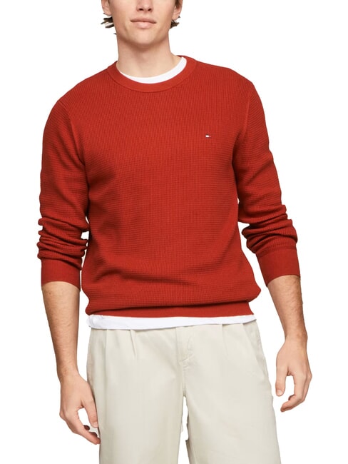 TOMMY HILFIGER TH  Cotton crew neck sweater dark magma - Men's Sweaters
