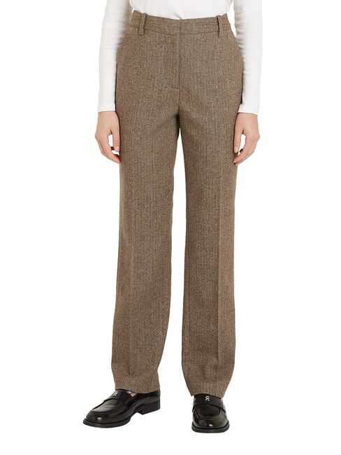 TOMMY HILFIGER TH  Wool blend trousers brown herringbone - Women's Pants