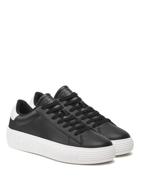 TOMMY HILFIGER TH JEANS  High-top leather sneakers black - Men’s shoes