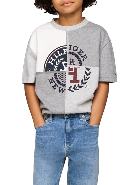 TOMMY HILFIGER TH KIDS Spliced Logo Cotton T-Shirt light gray heather - Child T-shirt